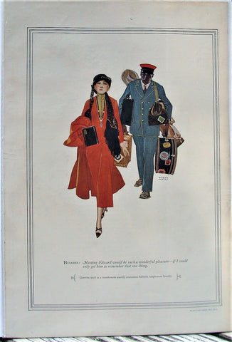 1925 Listerine Rich Woman Black Porter Carrying Luggage Myron Perley Print Ad