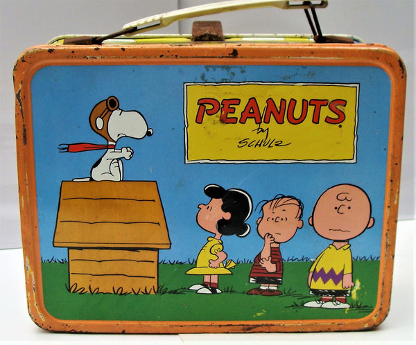 Lot - (1) Vintage PEANUTS Metal Lunch Box with Thermos. King-Seely