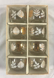MCM Federal Glass Botany Roly Poly MIB Glass Set 8 Gold / White Leaves Cocktail