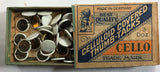 Atq Celluloid Covered Thumb Tacks CELLO Brand Germany NOS Advertising Wood Box - Cabin Fever Purveyors