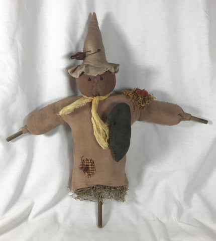 New Primitive Rustic Scarecrow Hand Crafted Grungy Fabric Crow Fall Halloween