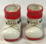 Vintage Pair Japan Santa Claus Boot Toothpick Holder Porcelain Christmas - Cabin Fever Purveyors