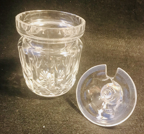 Vintage Set of 2 MCM Jeannette Glass Condiment Jars with Lid