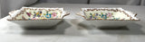 2 Crown Staffordshire Bone China Birds Butterfly Butter Pat / Nut Dish 4" Square - Cabin Fever Purveyors