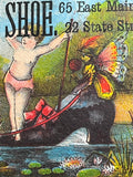 Victorian Trade Card Wm Eastwood Shoe Dealer Big Shoe Swan Boat Baby Butterfly