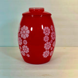 MCM Bartlett Collins Cookie Jar Red w/ White Flowers Retro Kitchen Mod Daisies