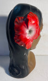 Vtg Aloha Lady Woman Head w/ Hibiscus Maui Hawaii Ceramic Bust Statue Tiki MCM