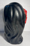 Vtg Aloha Lady Woman Head w/ Hibiscus Maui Hawaii Ceramic Bust Statue Tiki MCM