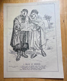 Original 1935 WWII British Political Cartoon Satire Mussolini Laval Sheikhs