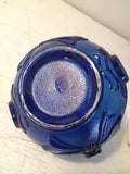 Imperial Glass Cobalt Buttons Bows Split Handle Basket Blue Marked