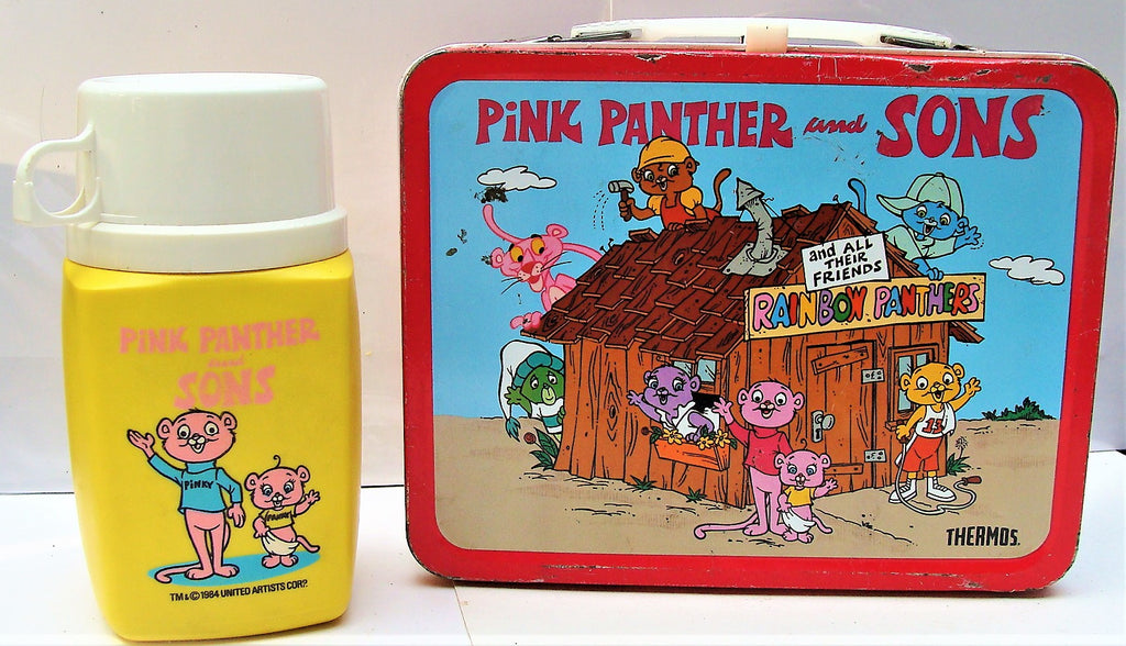VTG 1984 Pink Panther & Sons Metal Lunchbox & Thermos Panky