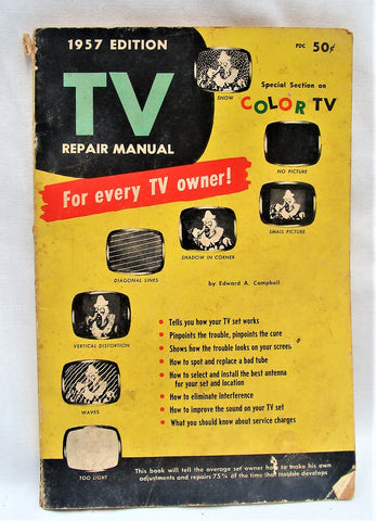 1957 TV Repair Manual DIY Special Section on Color TV Vintage Newsstand