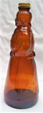 VTG 10" Tall 24 oz Mrs Butterworth's Glass Syrup Amber Brown Bottle Metal Cap