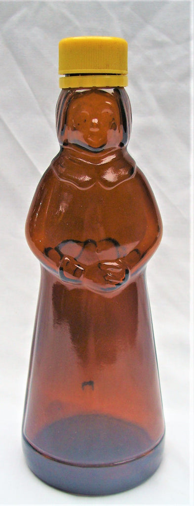 VTG Mrs Butterworth's Amber Brown Glass Syrup Bottles 12 oz with Top 8 1/2" Tall