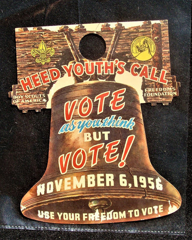 Vtg 1956 BSA VOTE Door Hanger Liberty Bell Boy Scouts of America Upperstrasburg