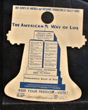 Vtg 1956 BSA VOTE Door Hanger Liberty Bell Boy Scouts of America Upperstrasburg