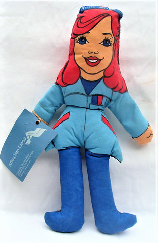 1970s Atlas Annie Van Lines Moving Co Soft Plush Advertising Doll Figure & Tag