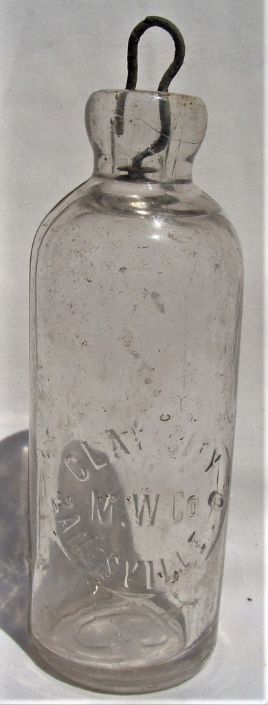 Antique Hutchinson Clay City M.W.Co. Mineral Water Bottle Zanesville Ohio Tinted