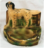 Vtg 1949 Large Chalkware English Setter Hunting Dog Ashtray Orn-a-Craft Product