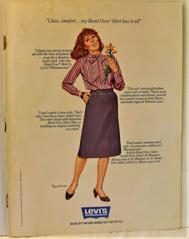 1981 Taunenbaum Women Levi's Womenswear Fashions Bend Over Mate Elastic Print Ad