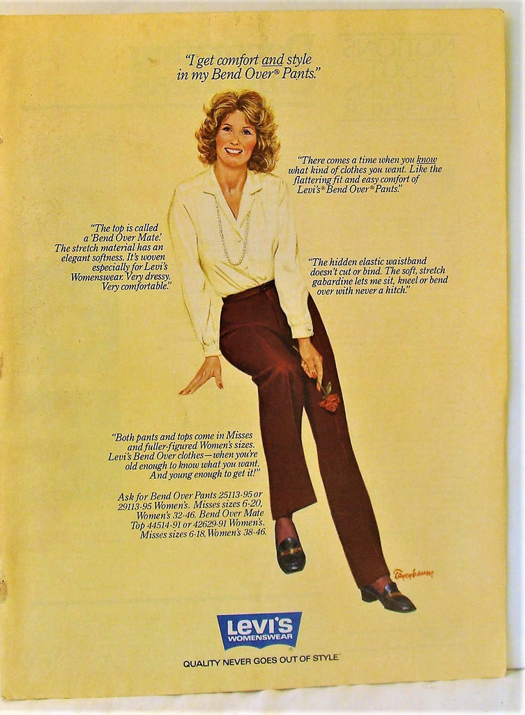 1981 Taunenbaum Women Levi's Womenswear Fashions Bend Over Top & Pants Print Ad