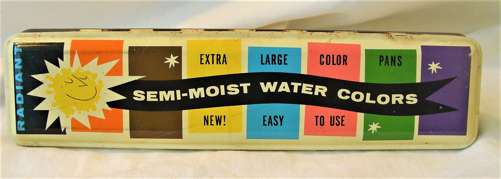 Vintage Colorful Tin Semi-moist Water Color Metal Paint Tray Radiant Art Crayon
