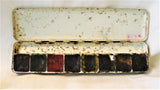 Vintage Colorful Tin Semi-moist Water Color Metal Paint Tray Radiant Art Crayon