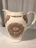 Vintage Meakin Fair Winds Pitcher 48 oz 7 1/4" tall Brown New York State Seal - Cabin Fever Purveyors