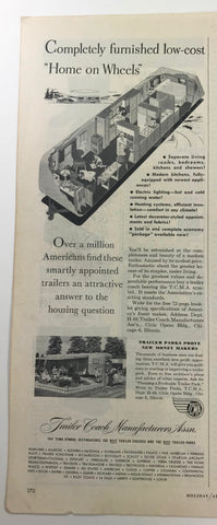 Vtg 1949 Trailer Coach Mfg Co Illustrated Print Ad Travel Layout