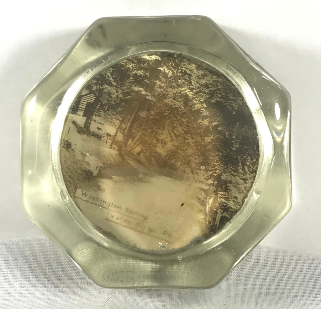 Antique Washington Spring Valley Forge PA Photo Glass Paperweight Souvenir
