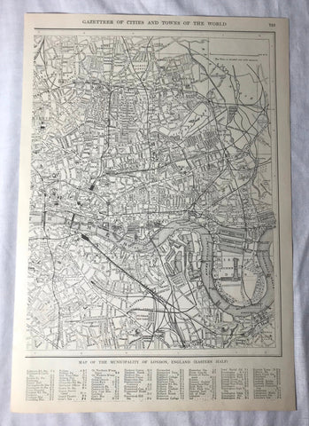 Antique 1921 USA Map Double Sided London England / Map & Text 2 pages Reynold