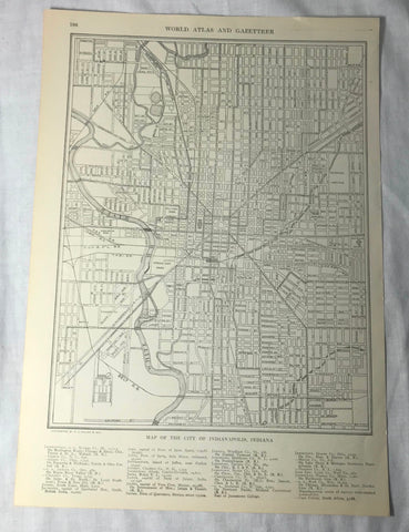 Antique 1921 USA Map Double Sided Indianapolis IN Atlas Text on reverse Reynold