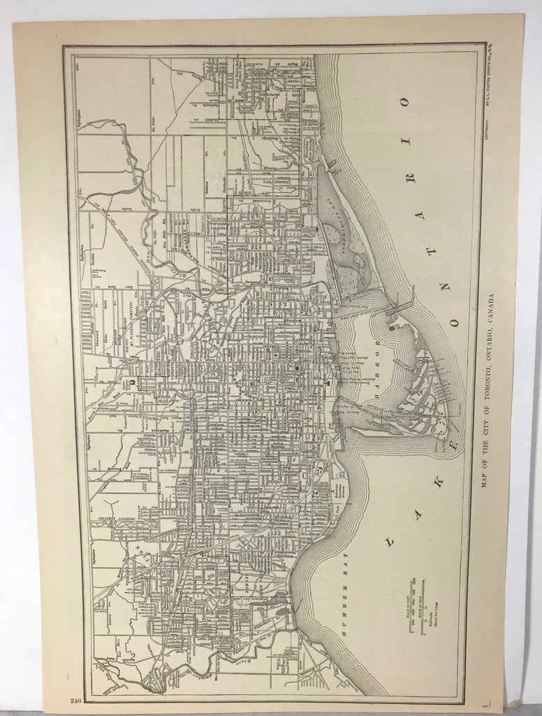 Antique 1921 USA Map Double Sided Toronto Ontario Canada Reynold