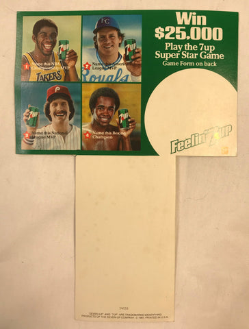 1981 Super Star Game Advertising Card 7up Card Johnson Brett Schmidt Leonard NOS - Cabin Fever Purveyors