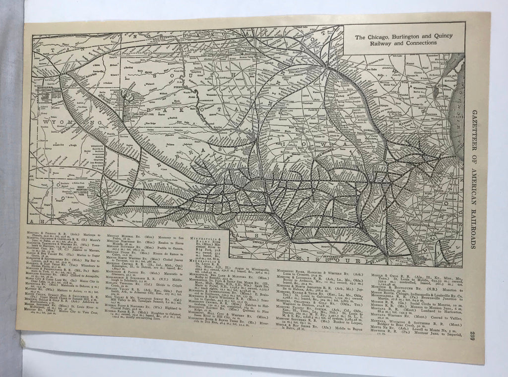 Railroad Map 1921 USA Maps 4 RR Chicago, Burlington & Quincy Western Pacific +