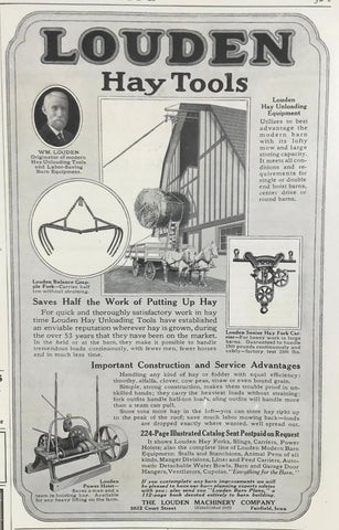 Vtg 1920 Louden Hay Tools Photo Art Print Ad Grapple Fork Trolley Hoist Barn