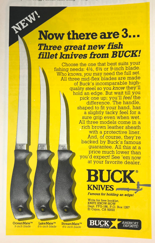 Vtg 1984 Buck Knives Print Ad OceanMate LakeMate StreamMate Now There Are 3