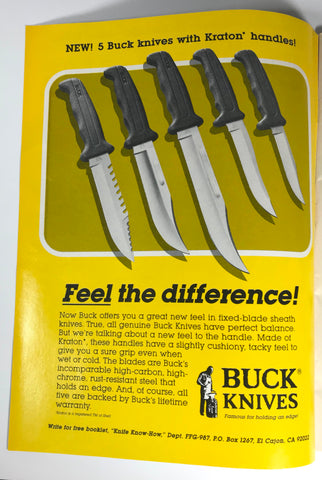 Vtg 1987 Buck Knives Print Ad Kraton Handles Hunting Fishing Feel the Difference
