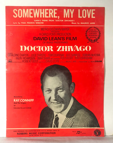 Vtg Sheet Music 1965 "Somewhere My Love" Doctor Zhivago Ray Conniff Frameable