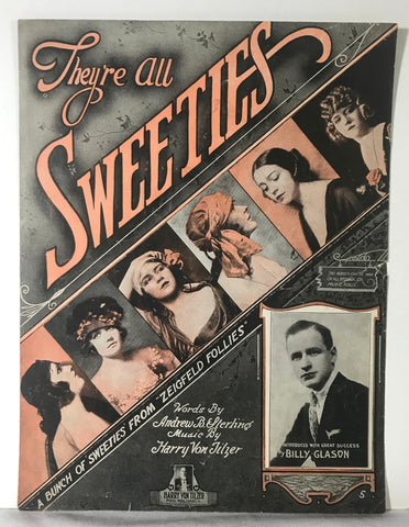 Vtg Sheet Music 1919 "They're All Sweeties" Zeigfeld Follies Frameable Cover Art