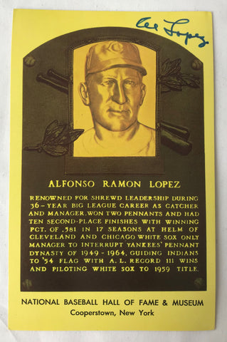 Vintage Autograph HOF Baseball Player AL ALFONSO LOPEZ Yellow Plaque PostCard PC - Cabin Fever Purveyors