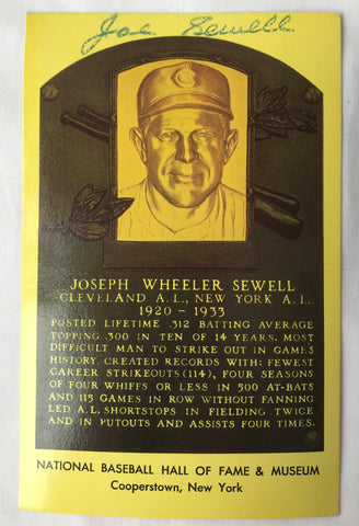VTG Autograph HOF Baseball Player JOE JOSEPH SEWELL Yellow Plaque PostCard PC - Cabin Fever Purveyors