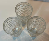 Federal Glass Yorktown Colonial Clear 3 Tumbler Footed Thumbprint Pressed 1960s