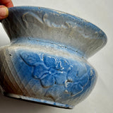 Antique Blue and White Stoneware Spittoon Cuspidore Salt Glaze Pottery