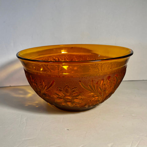 Tiara Sandwich Amber Mixing Bowl 9 1/4" Pressed Glass Excellent
