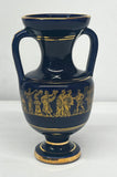 Vtg Neofitou Kermit Cobalt w/ 24K Gold Hand Made Greece 5 1/2" Vase Handled EX