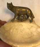 Vintage Roma Rome Souvenir Metal Romulus Remus Wolf Marble Like Ashtray Dish