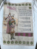 Vtg Scotland Amazing Grace Tea Towel Unused Scottish Linen Bag Piper Lockhart