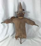 New Primitive Rustic Scarecrow Hand Crafted Grungy Fabric Crow Fall Halloween