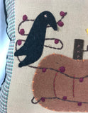 New Primitive Fall Mini Pillow Pumpkin Crow Fabric Felt 9" x 9" from Audreys